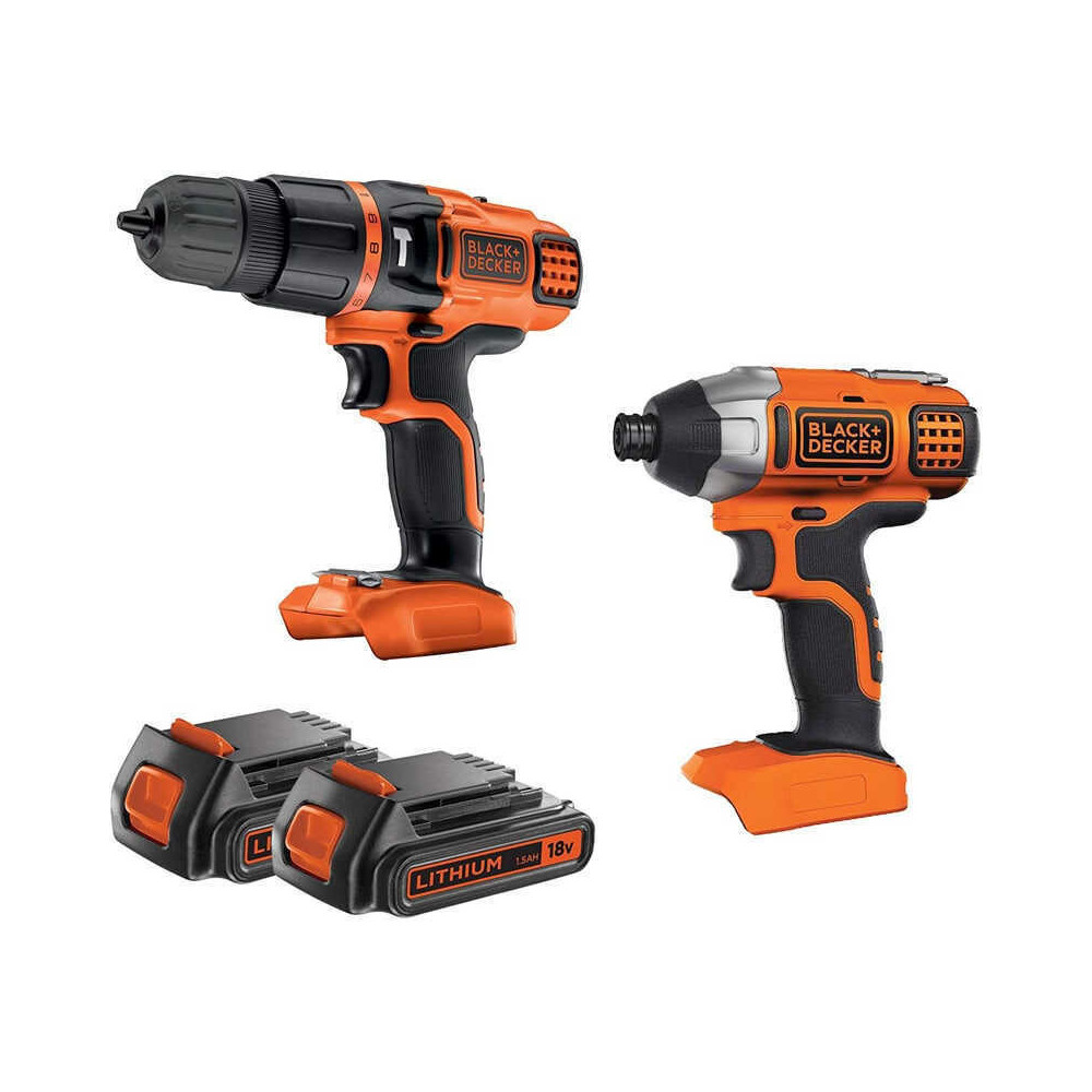 Pack perceuse visseuse percussion visseuse chocs Black Decker BDCHIM18B