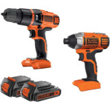Pack perceuse visseuse percussion visseuse chocs Black Decker BDCHIM18B
