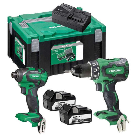 Pack 2 outils 18V perceuse DS18DBSL visseuse a chocs WH18DBSL Hikoki KC18DBSLWBZ
