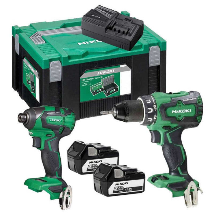Pack 2 outils 18V perceuse DS18DBSL visseuse a chocs WH18DBSL Hikoki KC18DBSLWBZ