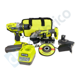 Pack 2 outils perceuse et meuleuse sans fil dans sac Ryobi RCK182BL 252S
