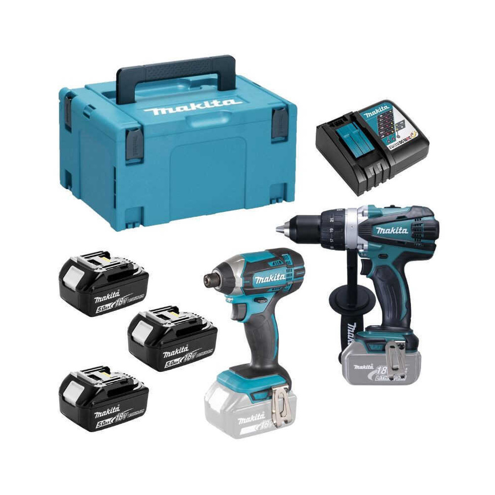 Ensemble de 2 outils 18V DDF458 DTD152 3X50 ah en coffret Makita DLX2144TJ1