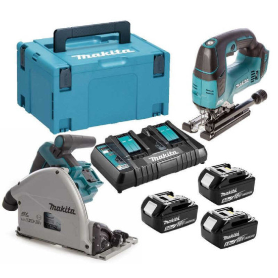 Pack 2 scies DSP600DJV182 3X50 ah en makpac Makita DLX2234PX2