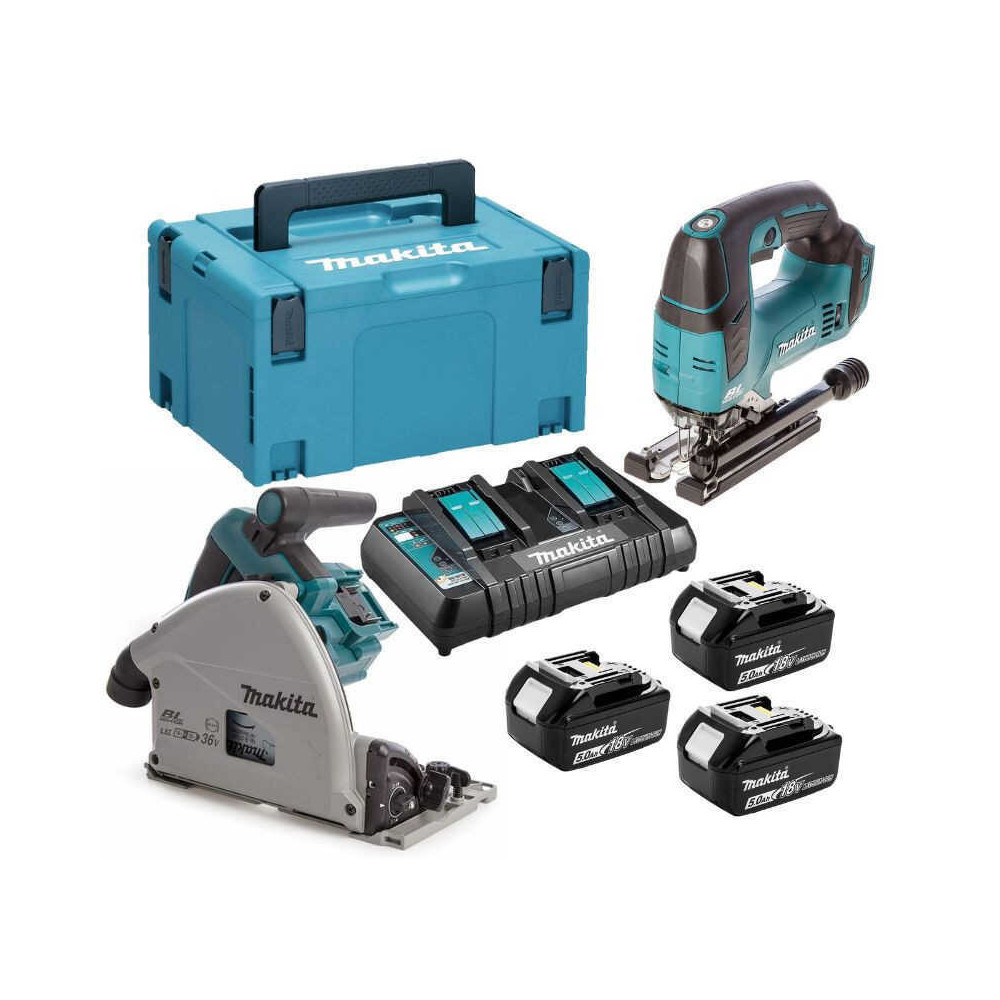 Pack 2 scies DSP600DJV182 3X50 ah en makpac Makita DLX2234PX2