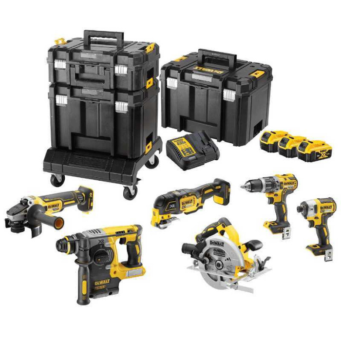 Pack 6 outils xr 18V 3X50 ah dans 3 coffrets tstak Dewalt DCK685P3T qw
