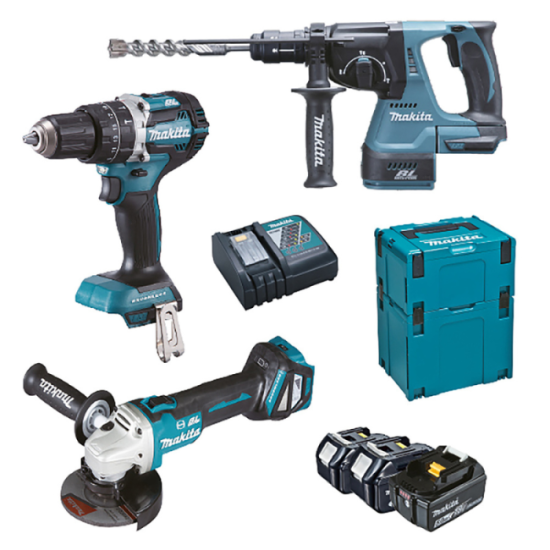 Pack 3 outils 18V DHP484 DHR243 DGA513 3X50AH en makpac Makita DLX3119TJ