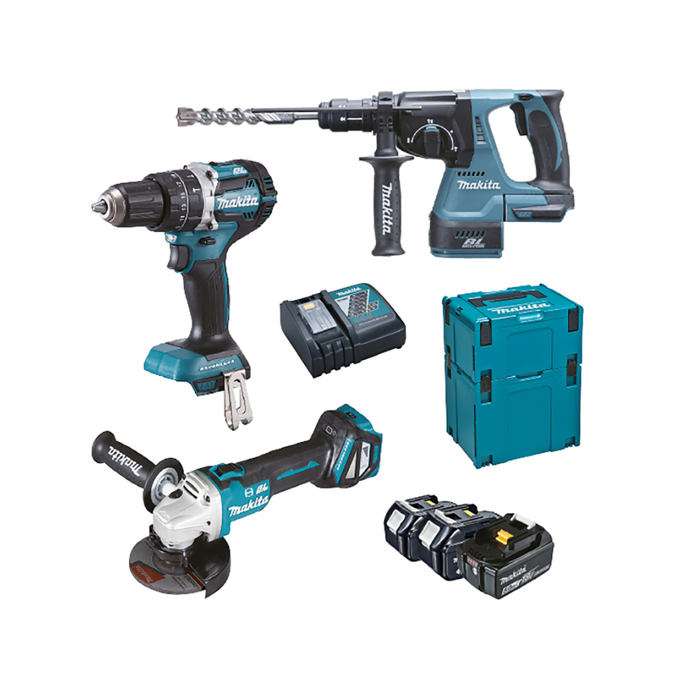Pack 3 outils 18V DHP484 DHR243 DGA513 3X50AH en makpac Makita DLX3119TJ