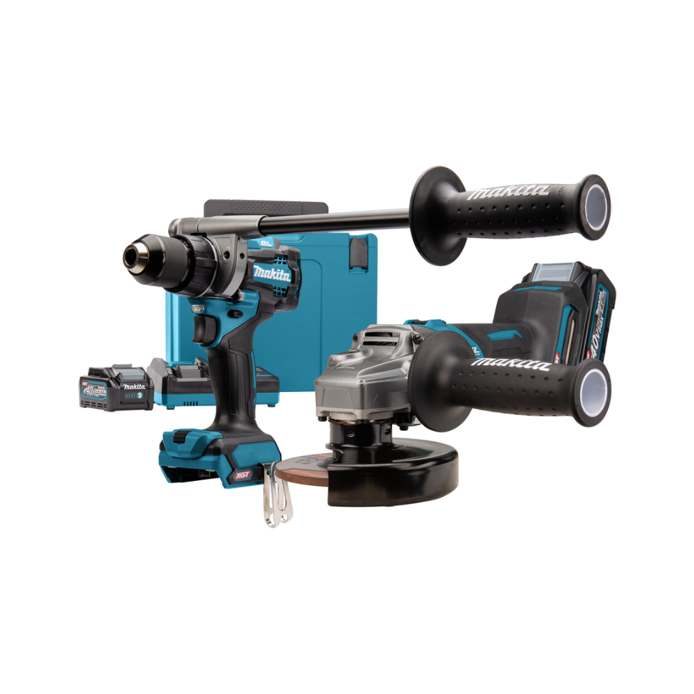 Set de 2 machines 40 v max li ion 4 ah xgt DF001G GA005G Makita DK0124G201