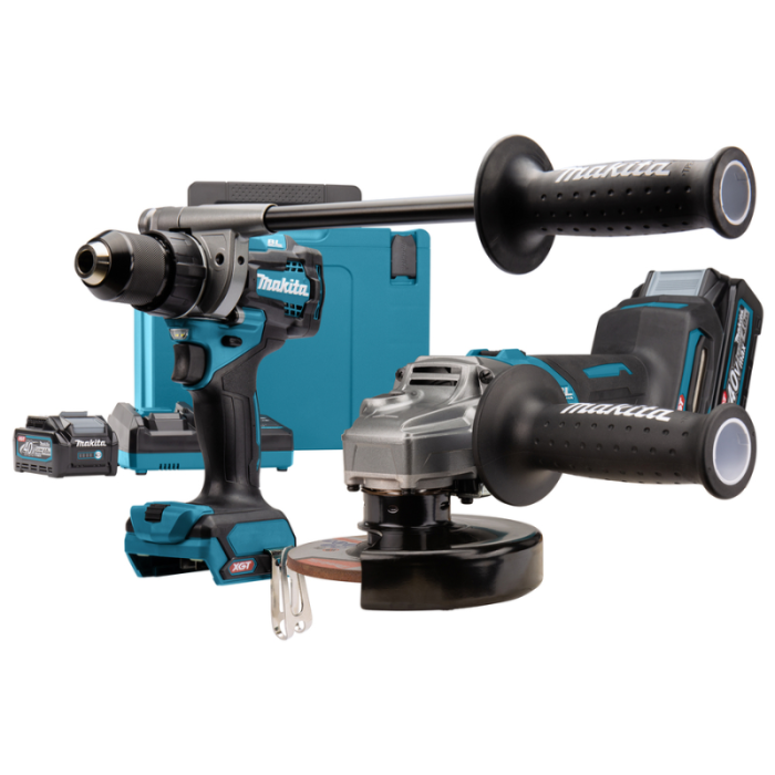 Set de 2 machines 40 v max li ion 4 ah xgt DF001G GA005G Makita DK0124G201