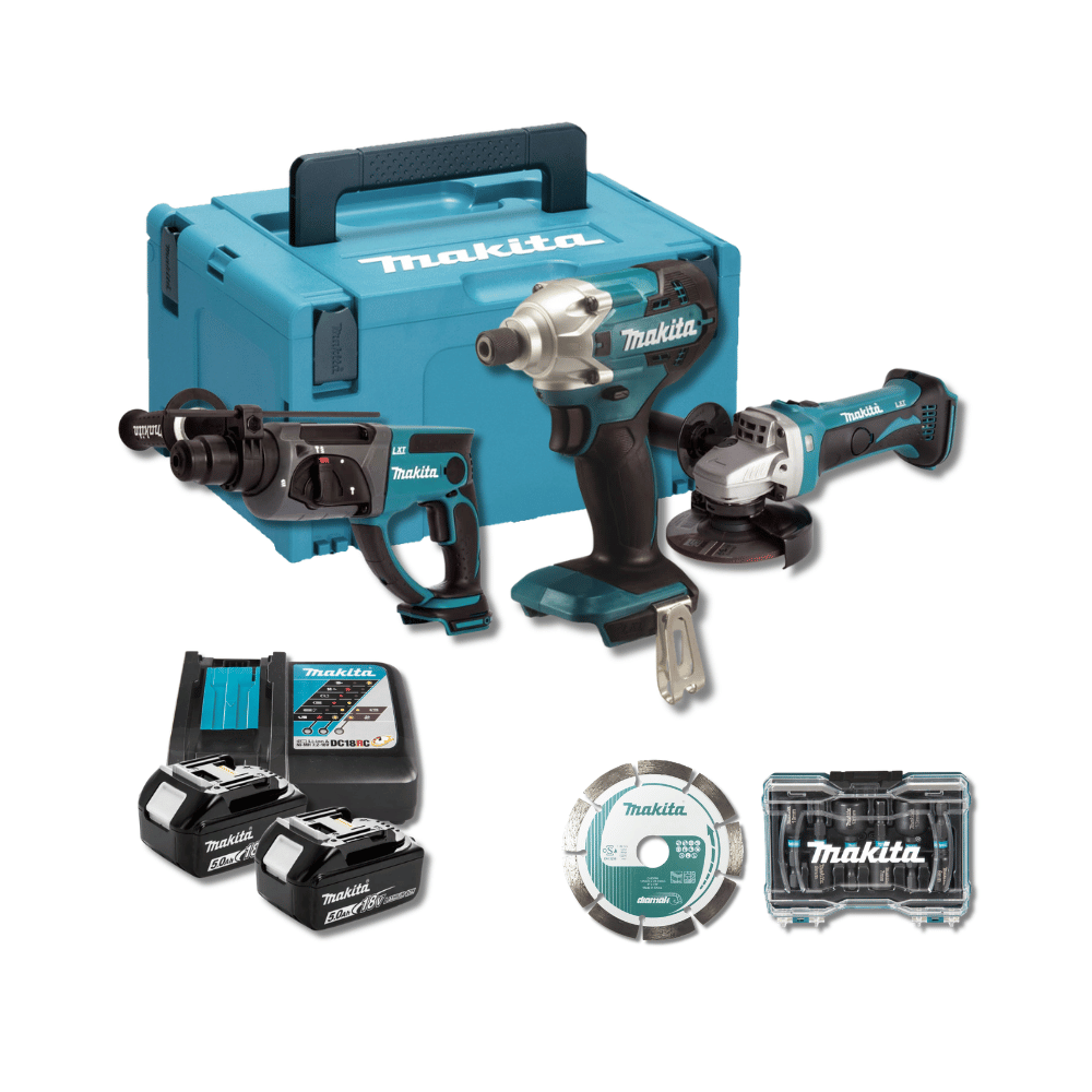 Pack lot macon DHR202 DGA452 DTD156 2X5AH en makpac accessoires Makita
