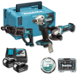 Pack lot macon DHR202 DGA452 DTD156 2X5AH en makpac accessoires Makita