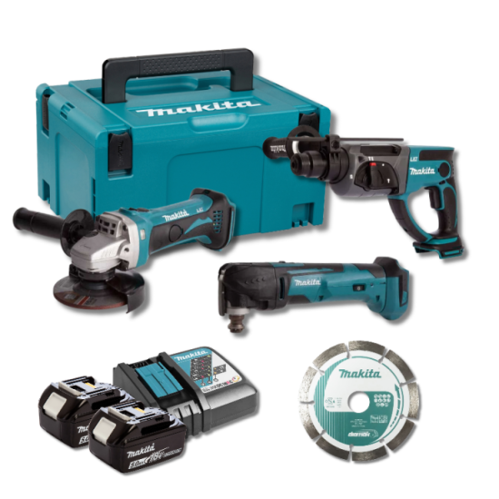 Pack lot macon DHR202 DGA452 DTM51 2X5AH en makpac accessoires Makita