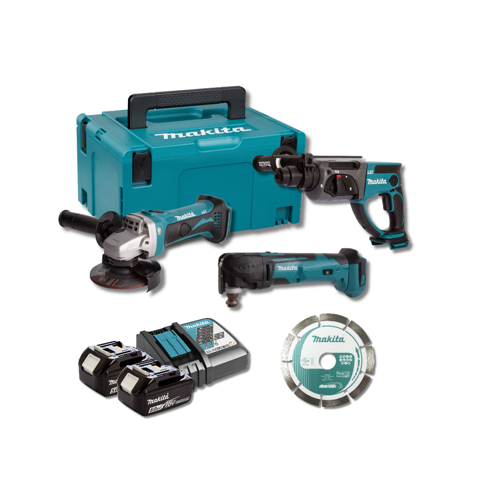 Pack lot macon DHR202 DGA452 DTM51 2X5AH en makpac accessoires Makita