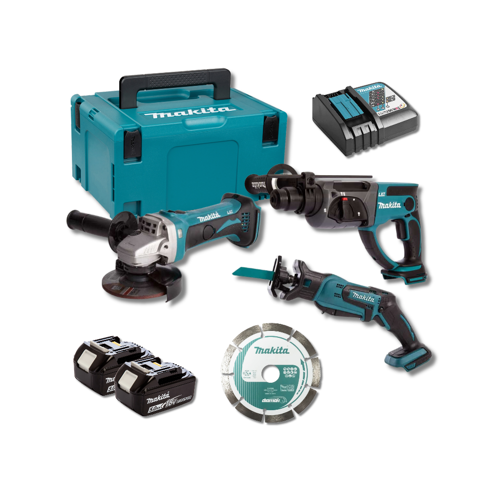 Pack lot renovation DHR202 DGA452 DJR183 2X50AH en makpac Makita