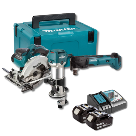 Pack lot menuisier RT0702CX2J DSS611 DTM51 2X50AH en makpac Makita