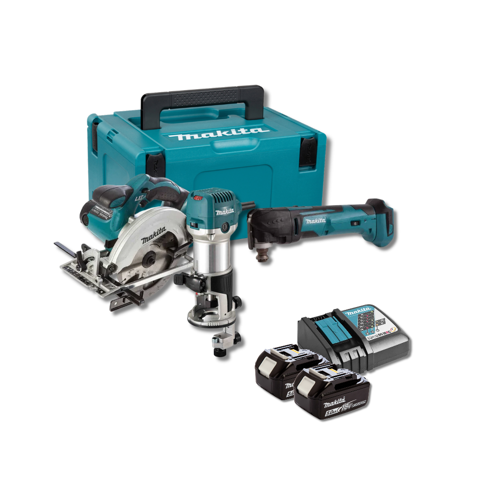 Pack lot menuisier RT0702CX2J DSS611 DTM51 2X50AH en makpac Makita