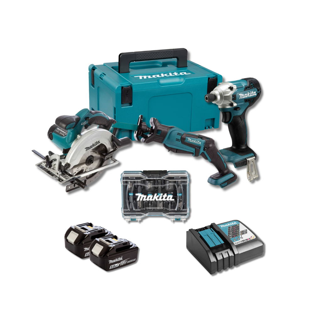Pack lot charpentier DSS611 DJR183 DTD156 2X50AH en makpac Makita