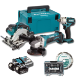 Pack lot charpentier DSS611 DGA452 DTW190 2X50AH en makpac Makita