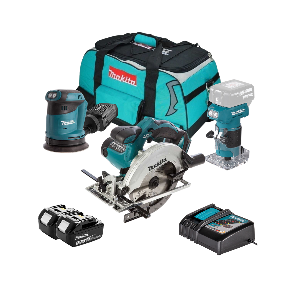 Pack menuisier DSS611 DBO180 DRT52 2X50AH en sac Makita