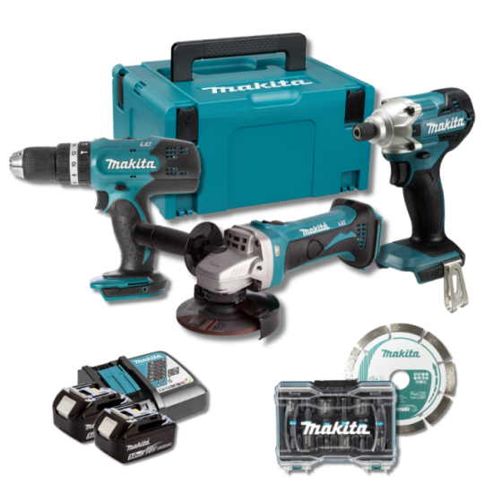 Pack lot artisan DHP453 DGA452 DTD156 2X50AH en makpac Makita