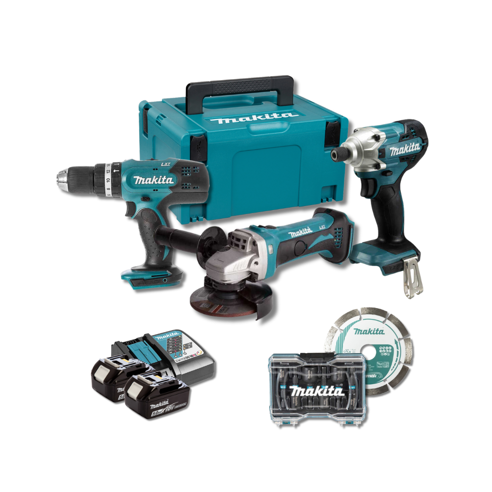 Pack lot artisan DHP453 DGA452 DTD156 2X50AH en makpac Makita