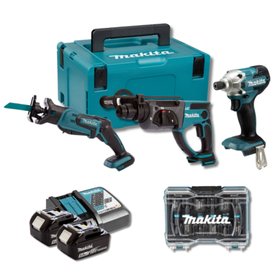 Pack lot plombier DHR202 DJR183 DTD156 2X50AH en makpac Makita
