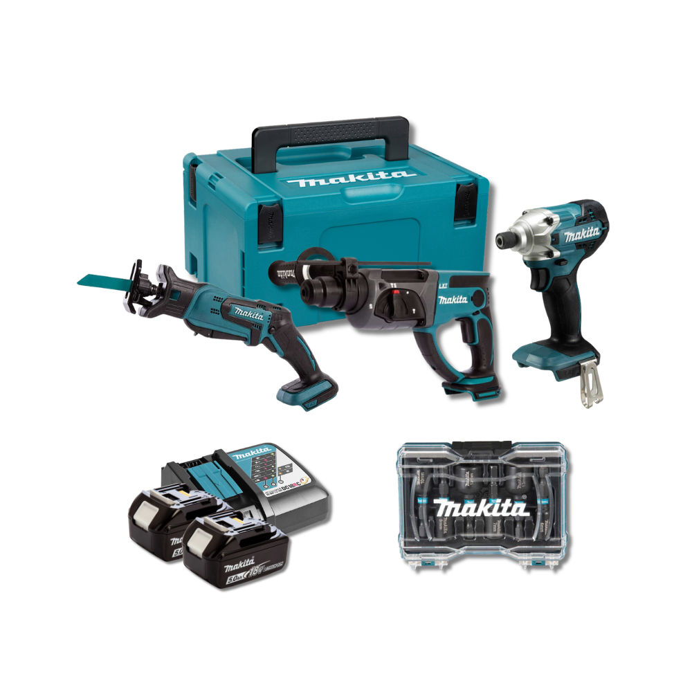 Pack lot plombier DHR202 DJR183 DTD156 2X50AH en makpac Makita