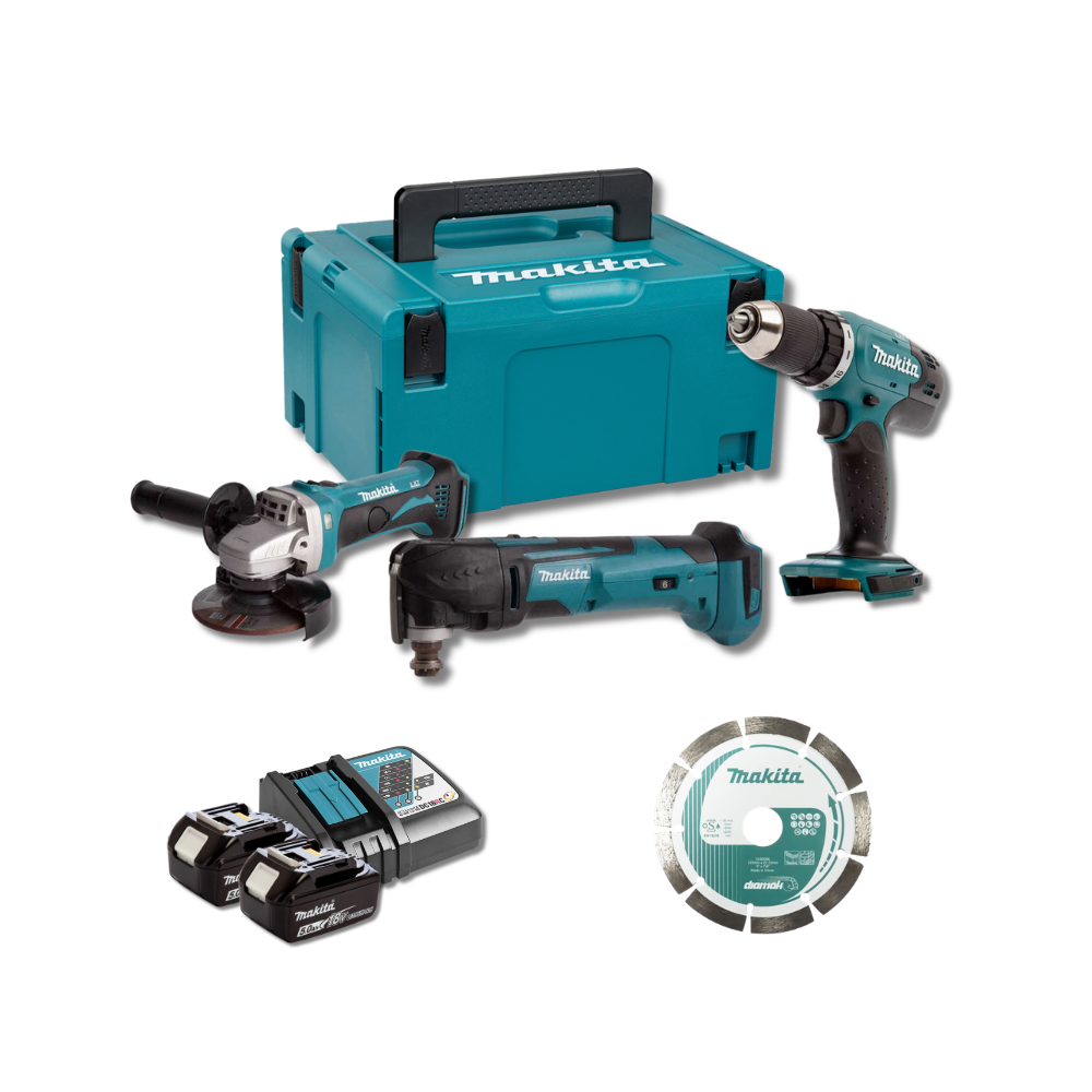 Pack electricien DDF453 DTM51 DGA452 2X50AH en makpac Makita
