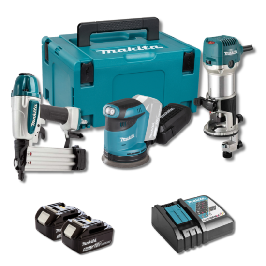 Pack menuiserie AF506 RT0702CX2J DBO180 2X50AH en makpac Makita