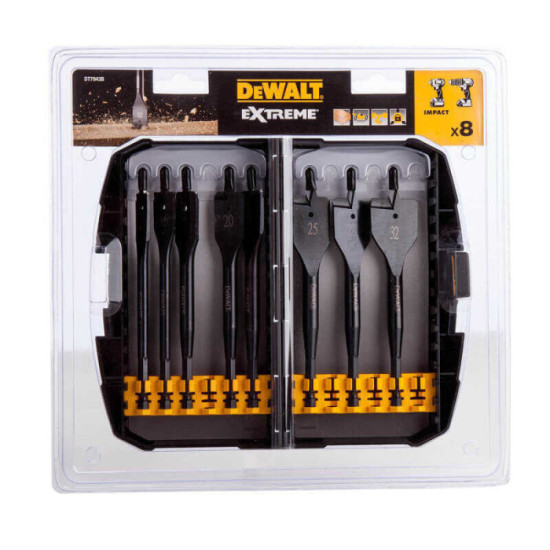 Coffret de 8 meches a bois plates pour perceuse Dewalt DT7943B