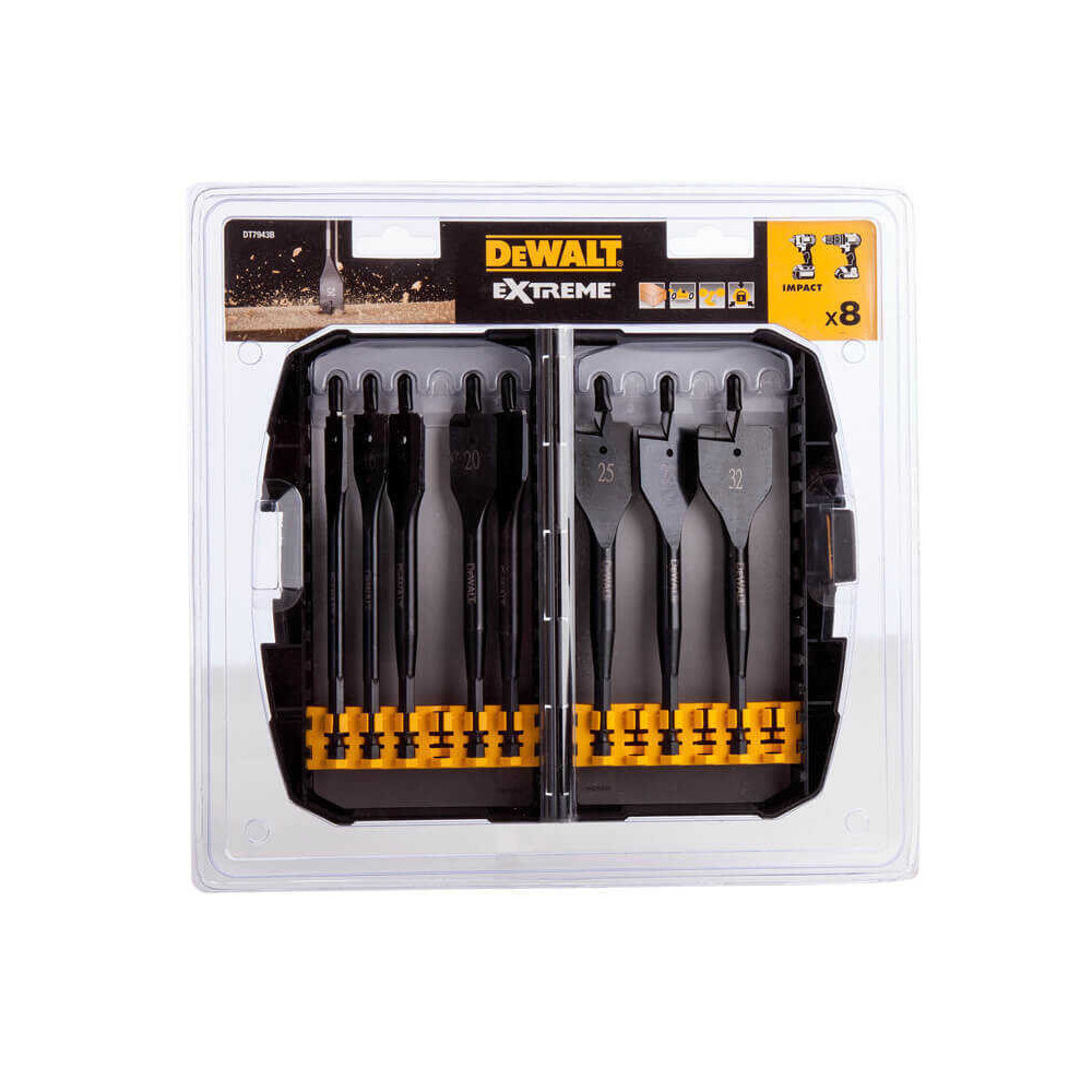 Coffret de 8 meches a bois plates pour perceuse Dewalt DT7943B