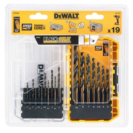 Coffret de forets cylindriques blackgold 19 pcs Dewalt DT70728