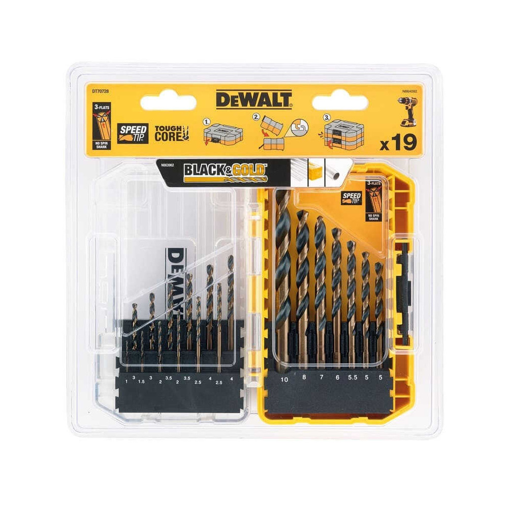 Coffret de forets cylindriques blackgold 19 pcs Dewalt DT70728