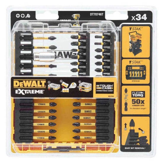 Coffret d embouts de vissage toughcase flextorq 32 pcs Dewalt DT70746T