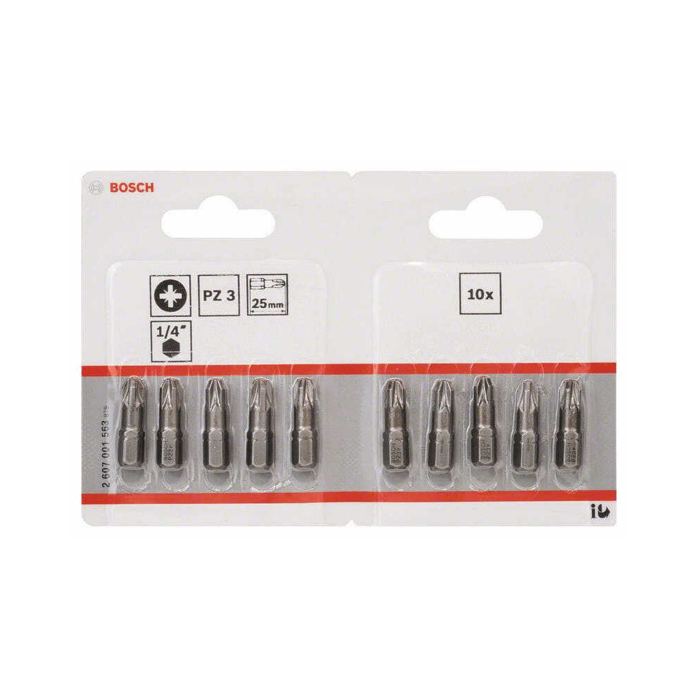 Embout cruciforme 1 4 pz 3 longueur 25 mm lot de 10 Bosch 2607001563
