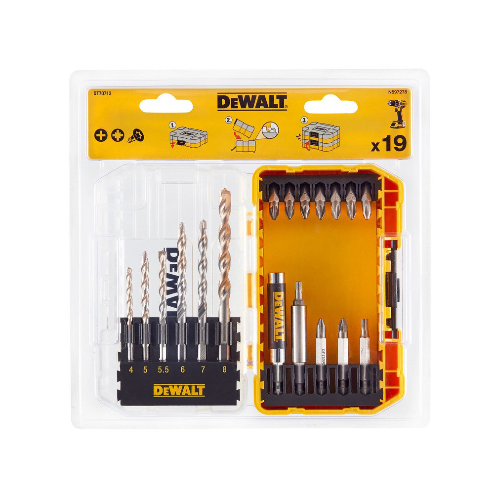 Coffret vissage et percage 19 pcs Dewalt DT70712 qz