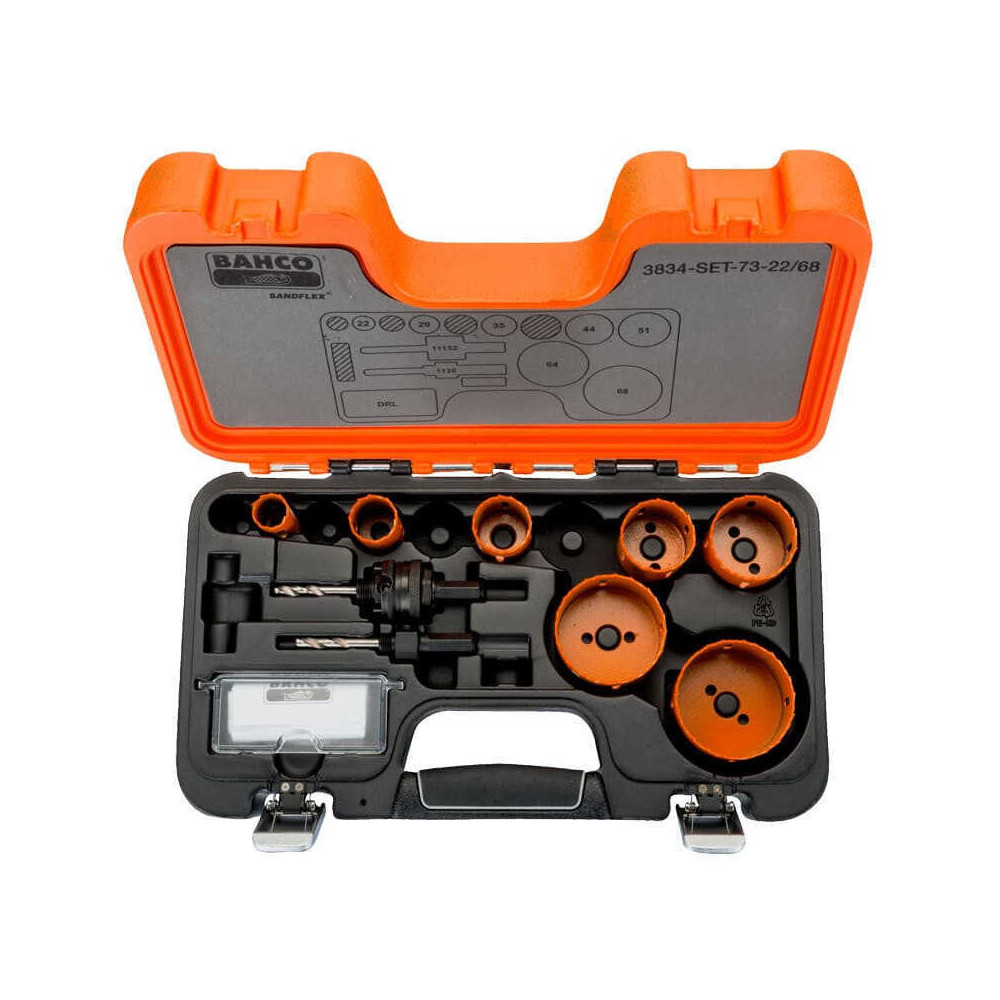Jeu de scies trepans bimetal sandflex Bahco 3834 set 73 22 68