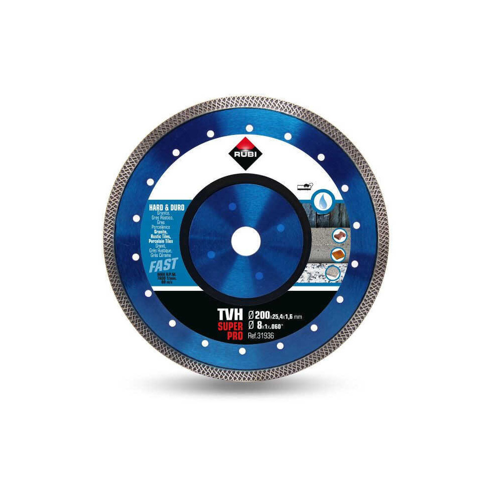 Disque diamant pour materiaux durs turbo viper tvh 200 x 254MM superpro Rubi 31936