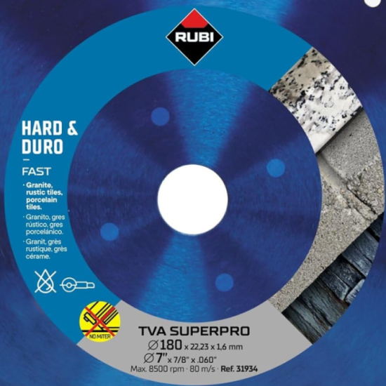 Disque diamant materiaux durs O180X222 turbo viper tva Rubi 31934
