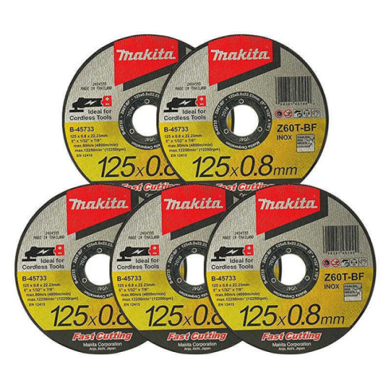Lot 5 disques tronconner metal inox Makita b 45733