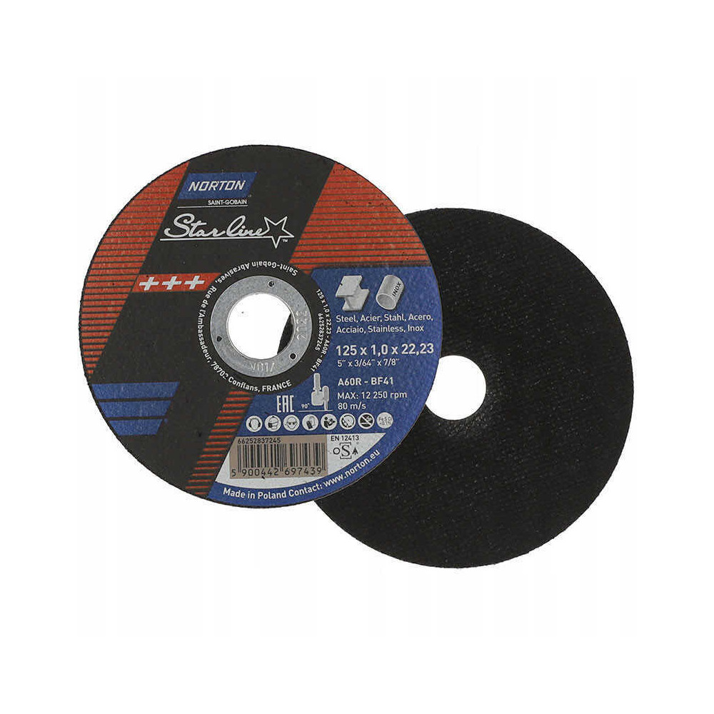 Disque a tronconner starline 125 mm acier et inox norton 66252837245