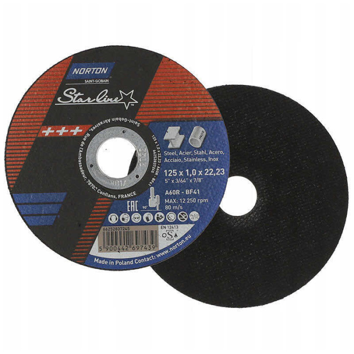 Disque a tronconner starline 125 mm acier et inox norton 66252837245
