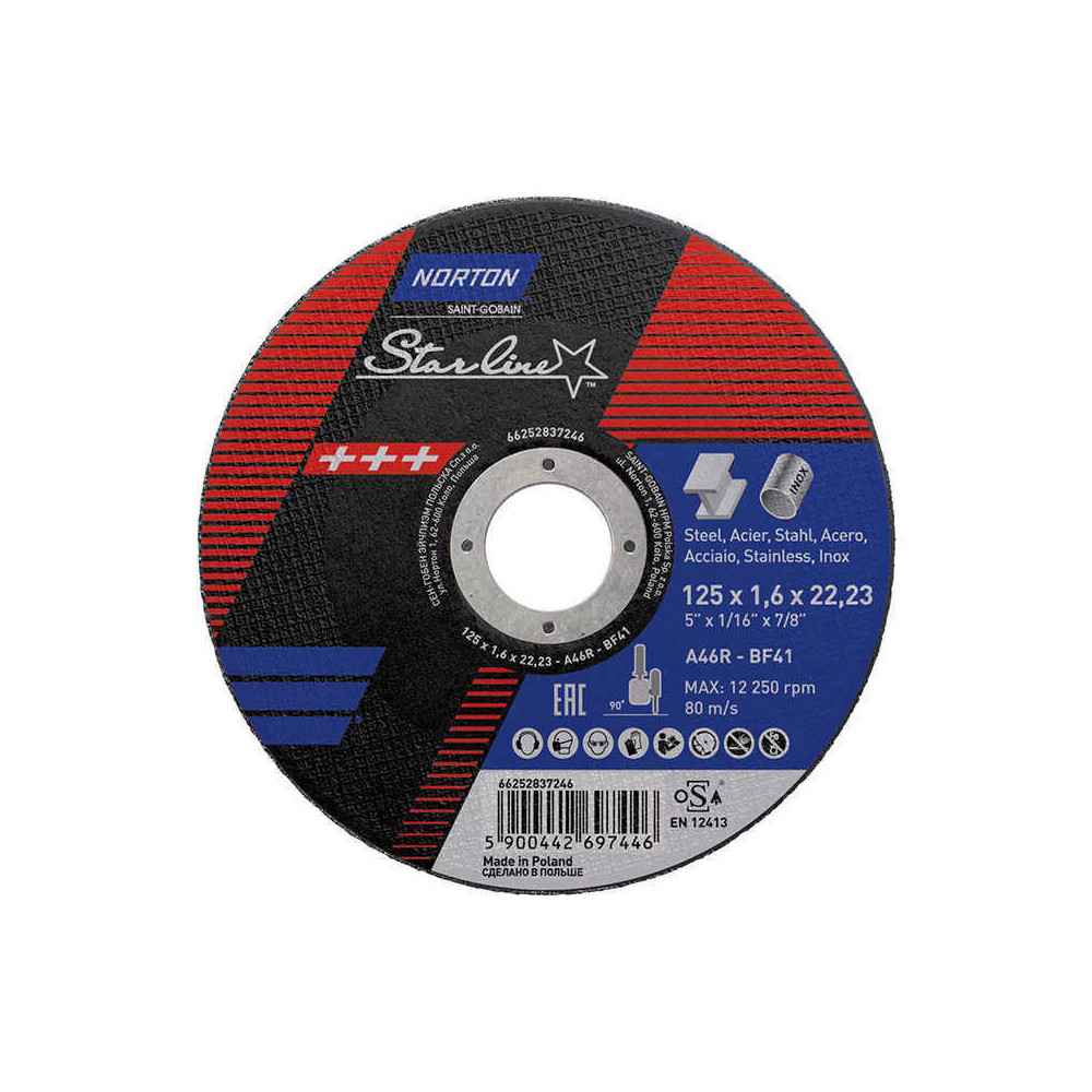 Disque a tronconner starline 125MM acier et inox norton 66252837246