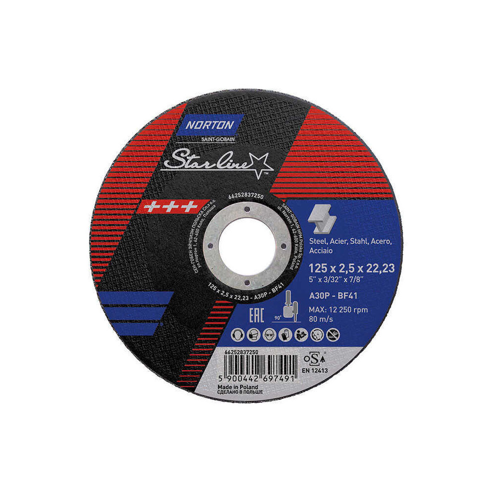 Disque a tronconner starline 125MM pour acier et inox norton 66252837250