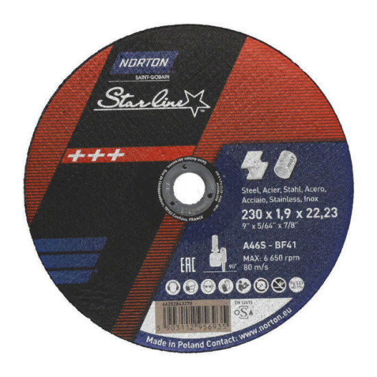 Disque a tronconner starline 230MM acier et inox norton 66252843278