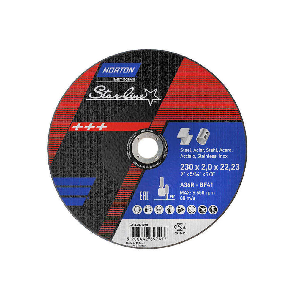 Disque a tronconner starline 230MM acier et inox norton 66252837248