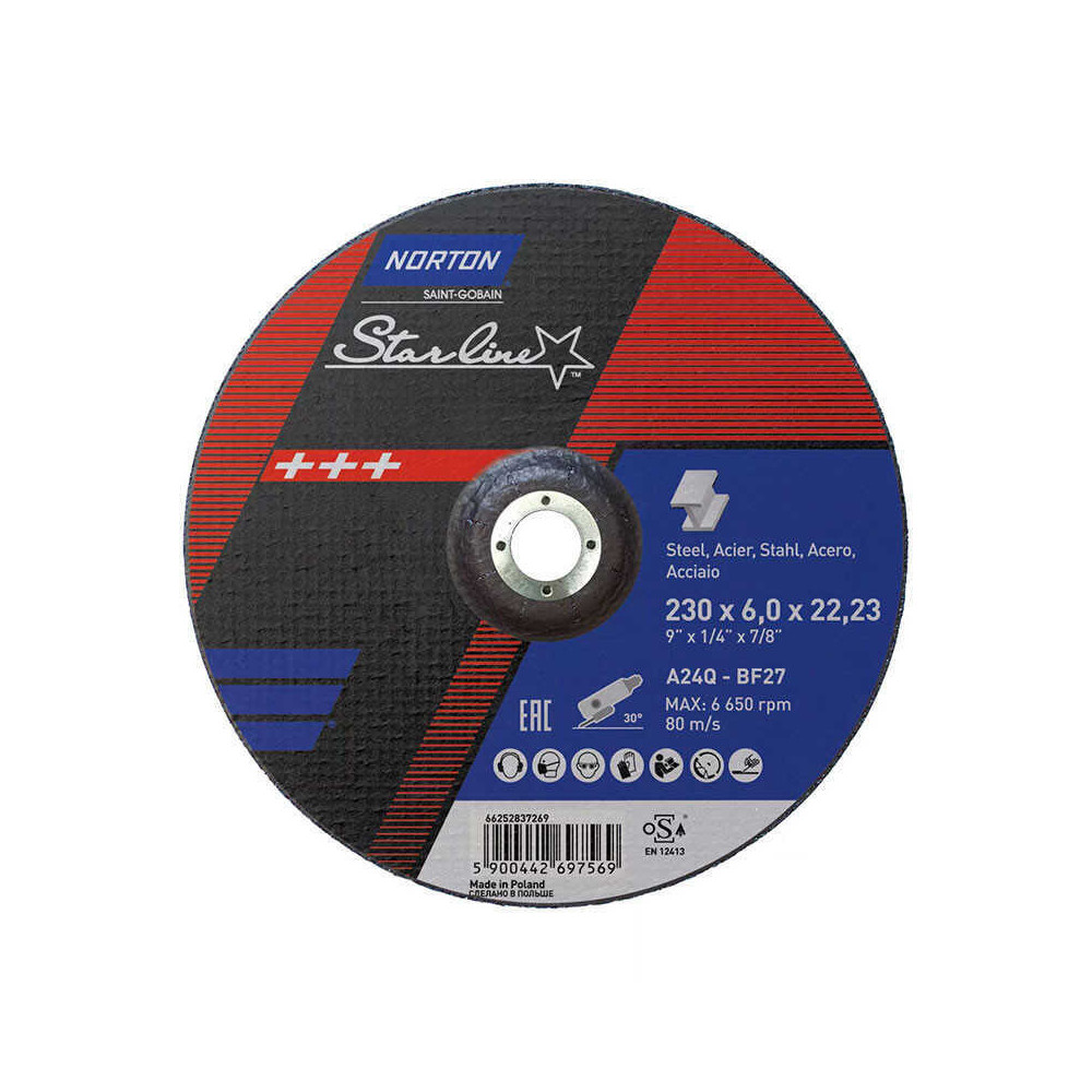 Disque a ebarber starline 230MM T27 acier et inox norton 66252837269