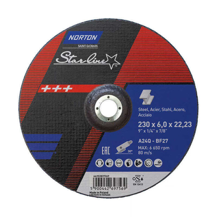Disque a ebarber starline 230MM T27 acier et inox norton 66252837269
