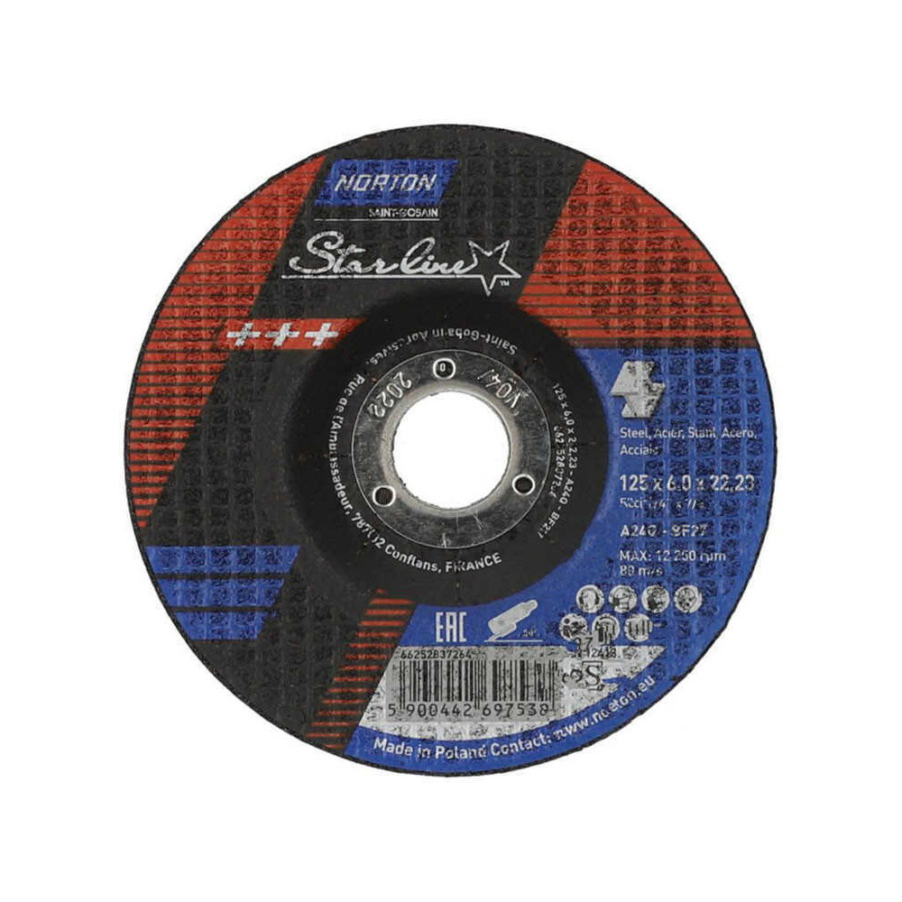 Disque a ebarber starline 125MM T27 acier et inox norton 66252837264