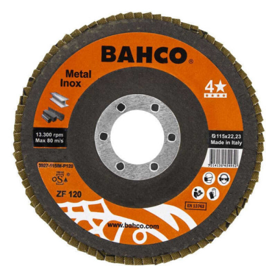 Disque a lamelles 125 mm G120 acier inoxydable metal Bahco 3927 125IM P120